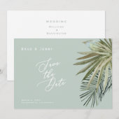 Tropische Foliage Lichtsäge Hochzeit speichern Sie Save The Date (Vorne/Hinten)