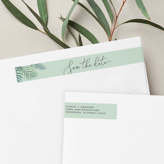 Tropische Foliage Save the Date Rücksendeadresse