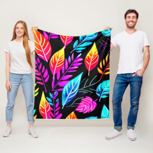 Tropische Folien: Leaf Art Fleecedecke
