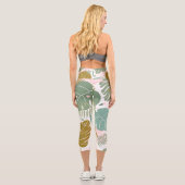 Tropische Folien - Muster aus Monstera und Palmblä Capri Leggings (Rückseite)