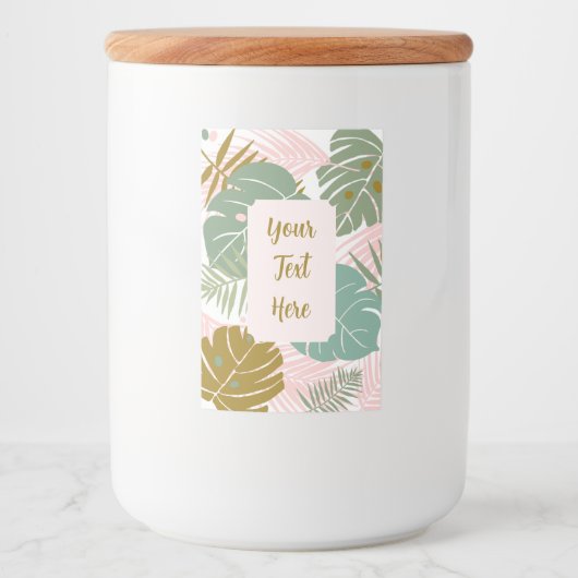Tropische Folien - Muster aus Monstera und Palmblä Lebensmitteletikett (Vorderseite)