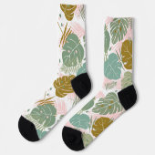 Tropische Folien - Muster aus Monstera und Palmblä Socken (Linkes Detail)