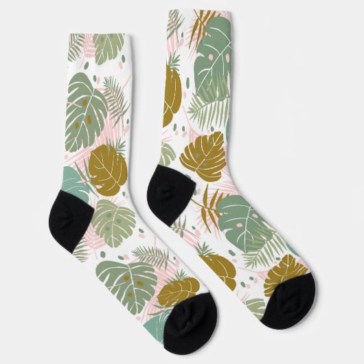 Tropische Folien - Muster aus Monstera und Palmblä Socken (Rechts)