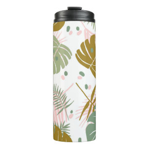 Tropische Folien - Muster aus Monstera und Palmblä Thermosbecher