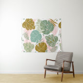 Tropische Folien - Muster aus Monstera und Palmblä Wandteppich (Beispiel (Horizontal))