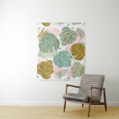 Tropische Folien - Muster aus Monstera und Palmblä Wandteppich (Beispiel)