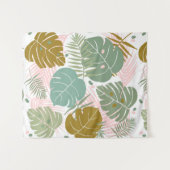 Tropische Folien - Muster aus Monstera und Palmblä Wandteppich (Vorderseite (Horizontal))