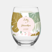 Tropische Folien - Muster aus Monstera und Palmblä Weinglas Ohne Stiel (Vorderseite)