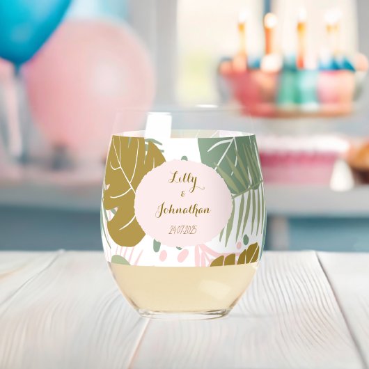 Tropische Folien - Muster aus Monstera und Palmblä Weinglas Ohne Stiel (Insitu (Baby Party))