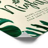 Tropische Folien und Blätter Datum Hochzeitsskript Poster (Ecke)