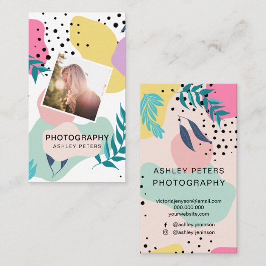 Tropische fotografische Formen pastellfarbenes Fot Visitenkarte (Vorne/Hinten)