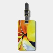 Tropische Frangipani Blume Aquarell abstrakte Kuns Gepäckanhänger (Vorderseite vertikal)