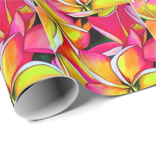 Tropische Frangipani Blume Aquarell abstrakte Kuns Geschenkpapier (Rolleneckpunkt)