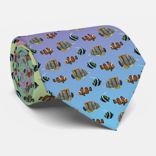 Tropische Frenzy Krawatte Doppelseitig (Regenbogen (Gerollt)