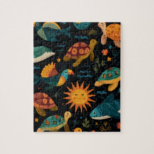 Tropische Freunde Sommer Puzzle Geschenk (Vertikal)