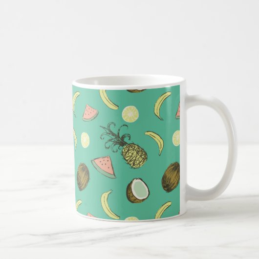 Tropische Frucht-Gekritzel-Muster Kaffeetasse (Rechts)