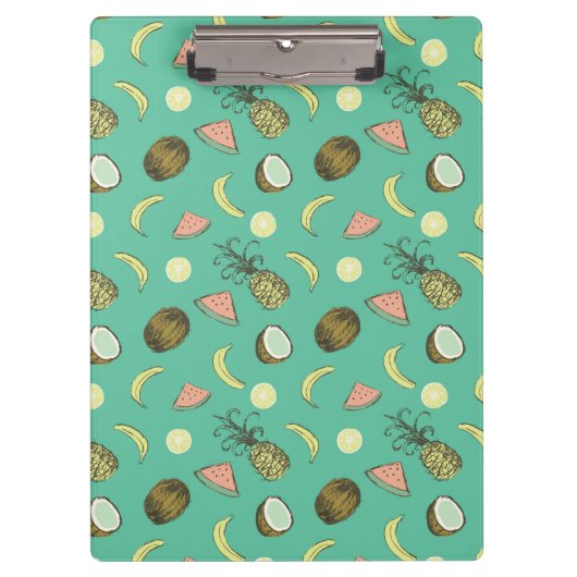 Tropische Frucht-Gekritzel-Muster Klemmbrett (Vorderseite)