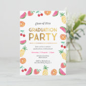 Tropische Frucht Kinder Graduation Party Einladung (Stehend Vorderseite)
