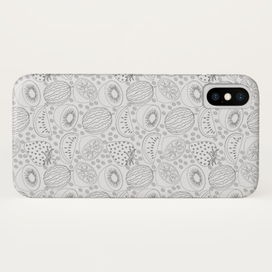 Tropische Frucht nahtlos Muster schwarz-weiß Case-Mate iPhone Hülle (Rückseite (Horizontal))