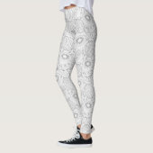 Tropische Frucht nahtlos Muster schwarz-weiß Leggings (Links)