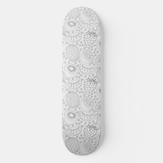 Tropische Frucht nahtlos Muster schwarz-weiß Skateboard (Vorderseite)
