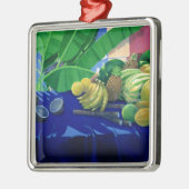 Tropische Frucht Silbernes Ornament (Links)