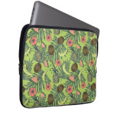 Tropische Frucht-Skizze auf grünem Muster Laptopschutzhülle (Vorne Rechts)