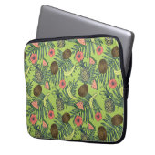 Tropische Frucht-Skizze auf grünem Muster Laptopschutzhülle (Vorderseite Links)