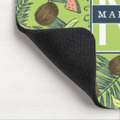 Tropische Frucht-Skizze auf grünem Muster Mousepad (Ecke)