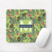 Tropische Frucht-Skizze auf grünem Muster Mousepad (Mit Mouse)