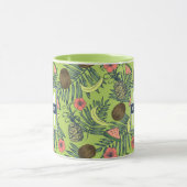 Tropische Frucht-Skizze auf grünem Muster Tasse (Zentrum)