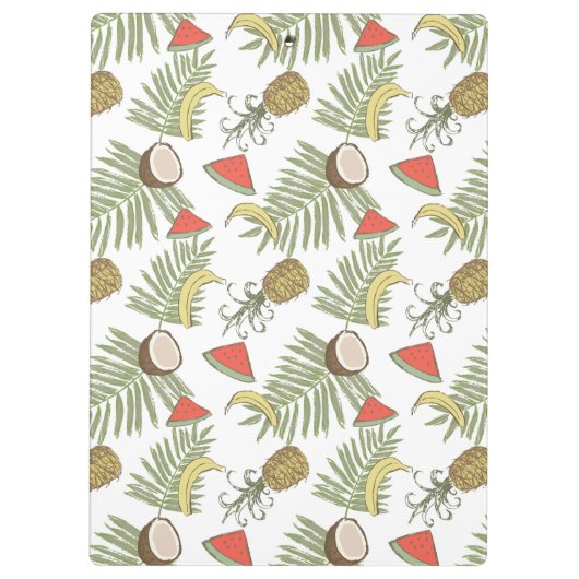 Tropische Frucht-Skizze-Muster Klemmbrett (Rückseite)