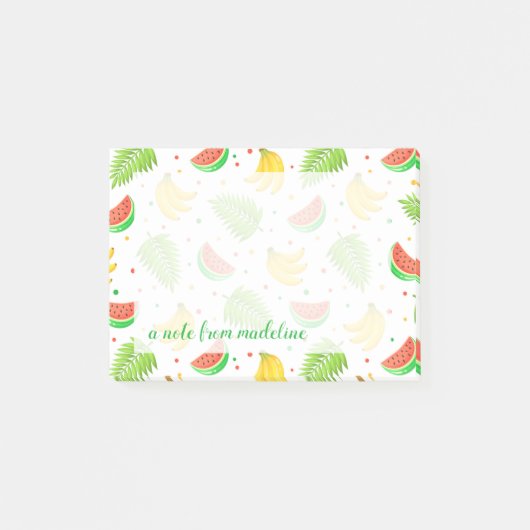Tropische Frucht-Tupfen-Muster Post-it Klebezettel (Vorderseite)