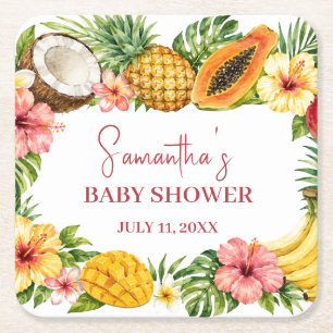 Tropische Früchte Ananas Hawaiian Baby Shower Rechteckiger Pappuntersetzer