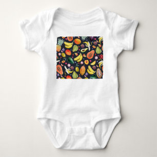 Tropische Früchte: Aquarellfarben, Muster aus Mult Baby Strampler