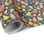 Tropische Früchte: Aquarellfarben, Muster aus Mult Geschenkpapier (Rolleneckpunkt)