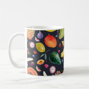 Tropische Früchte: Aquarellfarben, Muster aus Mult Kaffeetasse