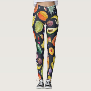 Tropische Früchte: Aquarellfarben, Muster aus Mult Leggings