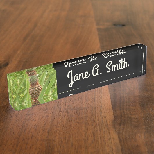 Tropische Früchte der Ananas in der Natur Namensplakette (Seite)