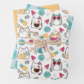 Tropische Früchte der Sommerkatze Geschenkpapier Set (Beispiel)