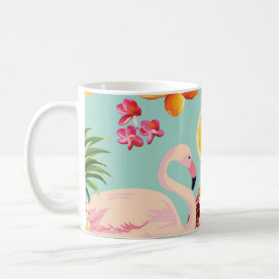Tropische Früchte Flamingo Vintage-Muster Kaffeetasse