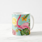 Tropische Früchte Flamingo Vintages Muster Kaffeetasse (VorderseiteRechts)