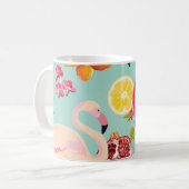 Tropische Früchte Flamingo Vintages Muster Kaffeetasse (Vorderseite Links)