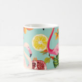 Tropische Früchte Flamingo Vintages Muster Kaffeetasse (Mittel)