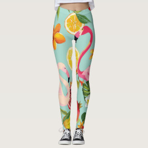 Tropische Früchte Flamingo Vintages Muster Leggings