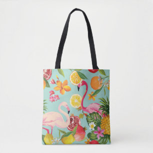 Tropische Früchte Flamingo Vintages Muster Tasche