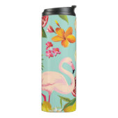 Tropische Früchte Flamingo Vintages Muster Thermosbecher (Nach links gedreht)
