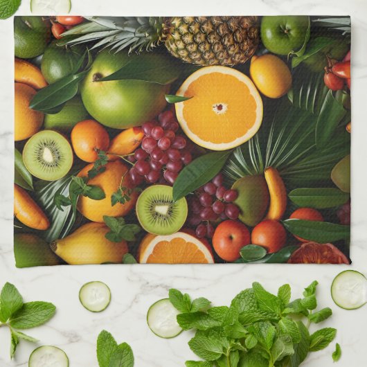 Tropische Früchte Geschirrtuch (Gefaltet)