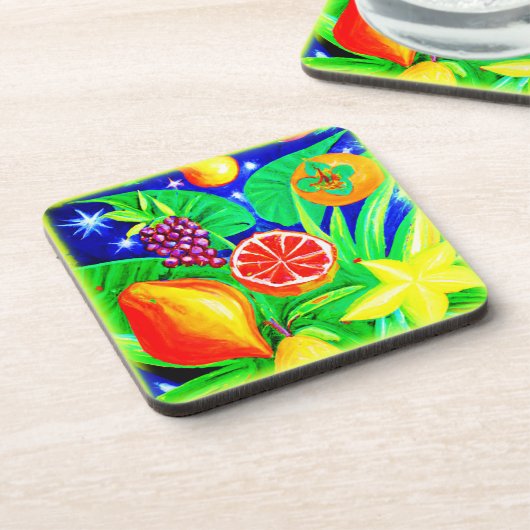 Tropische Früchte im Himmel. Jetzt kaufen Getränkeuntersetzer (Linke Seite)