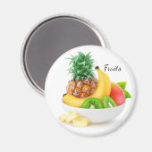 Tropische Früchte in einer Schüssel Magnet (Vorderseite/Rückseite)